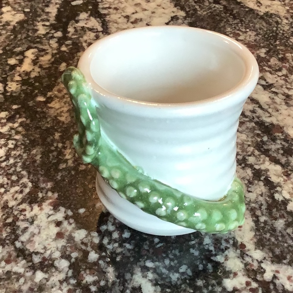 Small White Ceramic Votive/Planter with Tentacles and Barnacles